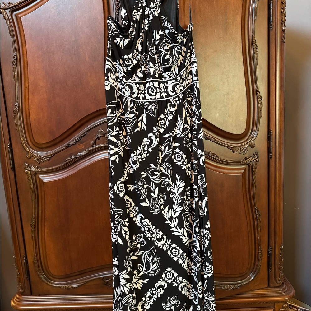 White House Black Market Black and White Halter Sheath Dress